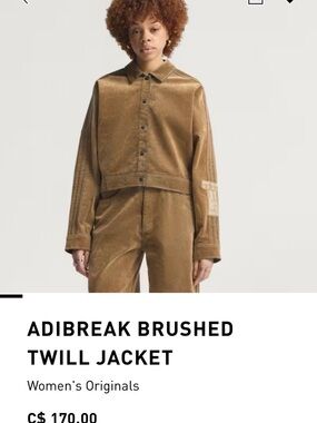 adidas Adibreak Brushed Twill Jacket - tan brown
